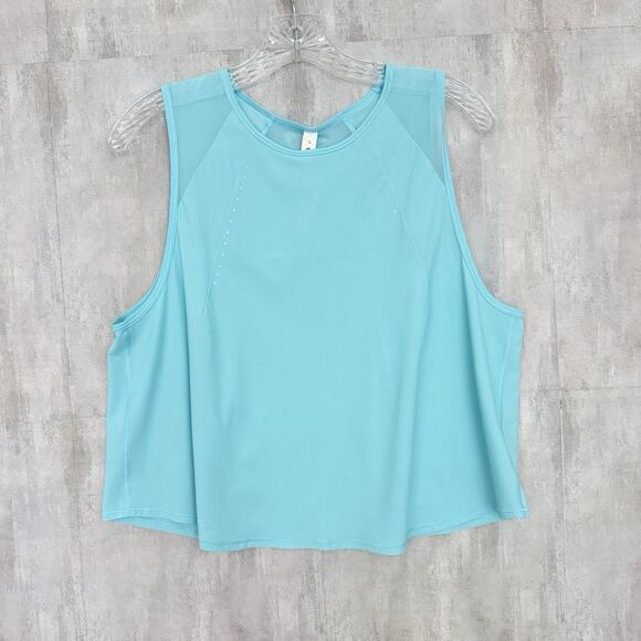 Lululemon Cropped Sculpt Tank Size 12 Light Blue Lightweight Workout Gym Yoga - Picture 1 of 10
